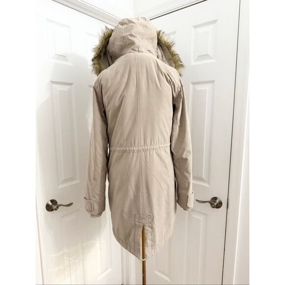 Abercrombie & Fitch Faux Fur Tan Hooded 3 In 1 Multi Wear Ultra Parka Jacket Sma - Picture 5 of 8